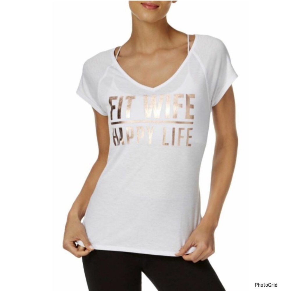 Ideology XXL plus size bride white tee “fit wife happy life” NWT